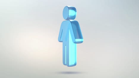 man icon is made of glass. translucent rotating man icon with alpha channel blue green color. seamless looping