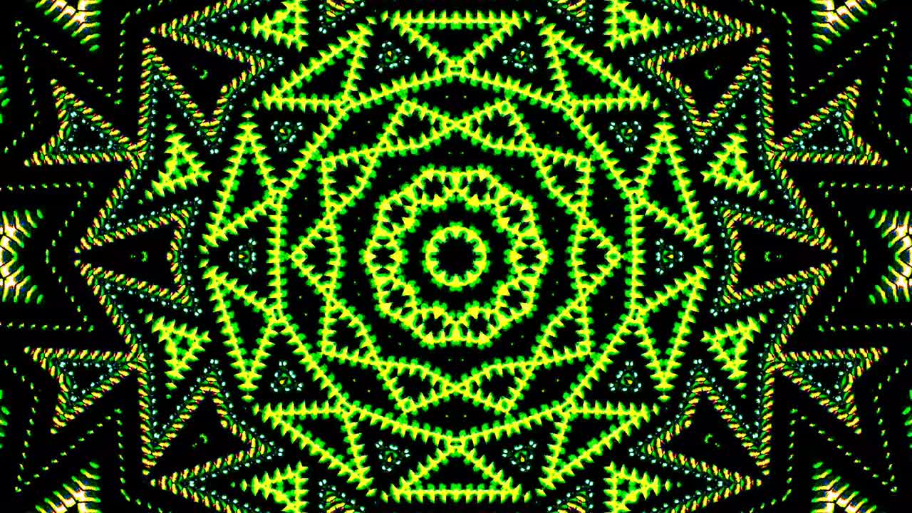 Motivo caleidoscopico astratto con colori vivaci. Mandala magico. 4K