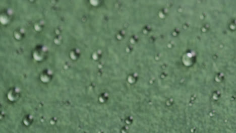 micro vídeo de primer plano de gotas de agua con espacio de copia en fondo verde