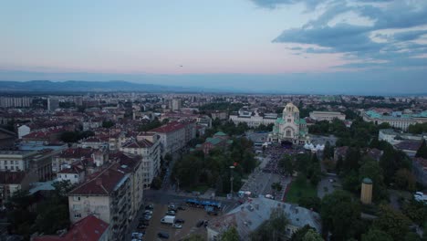 Hora-Azul-Puesta-De-Sol-Vista-Aérea-De-La-Calle