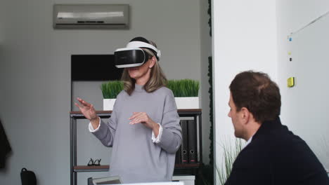 Woman-using-virtual-reality-glasses