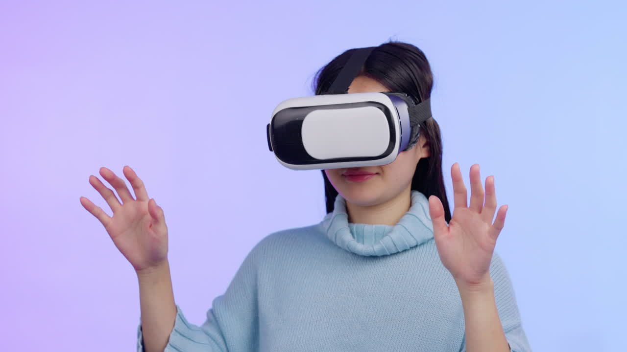 Woman, virtual reality glasses