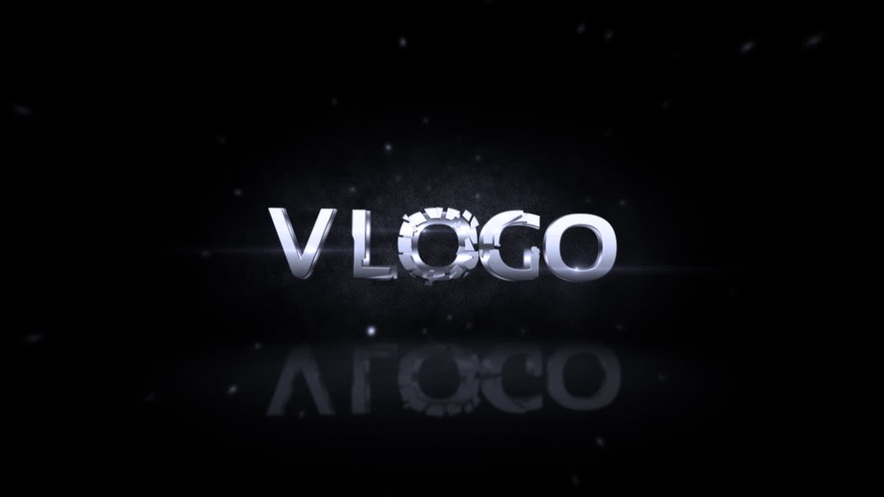 Animazione 3D dinamica del titolo VLOG su sfondo scuro