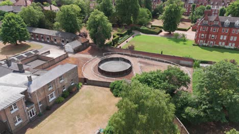 aerial view of equestrian training facility in newmarket united kingdom england drone