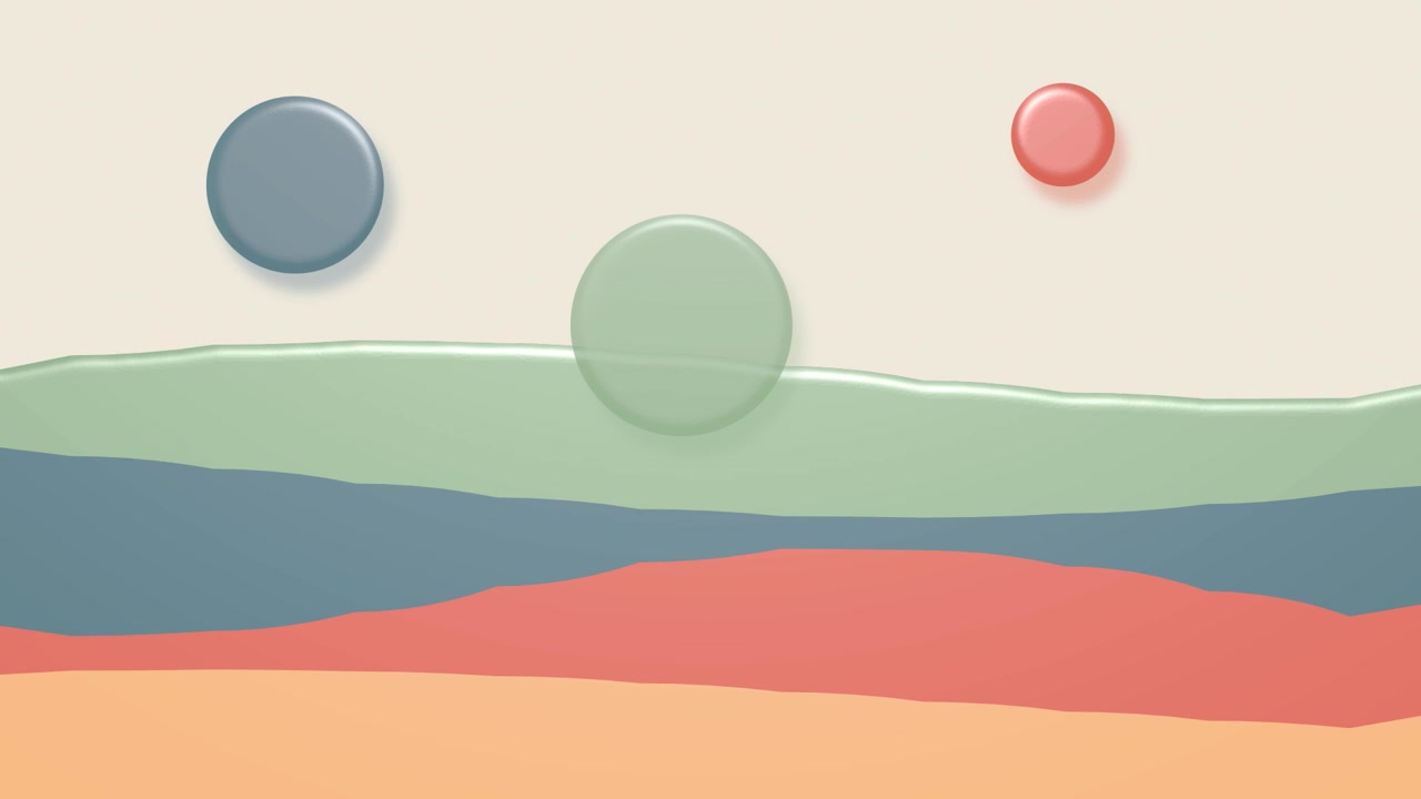 Abstract Animation of Moving Colored Circles Over Layered Background