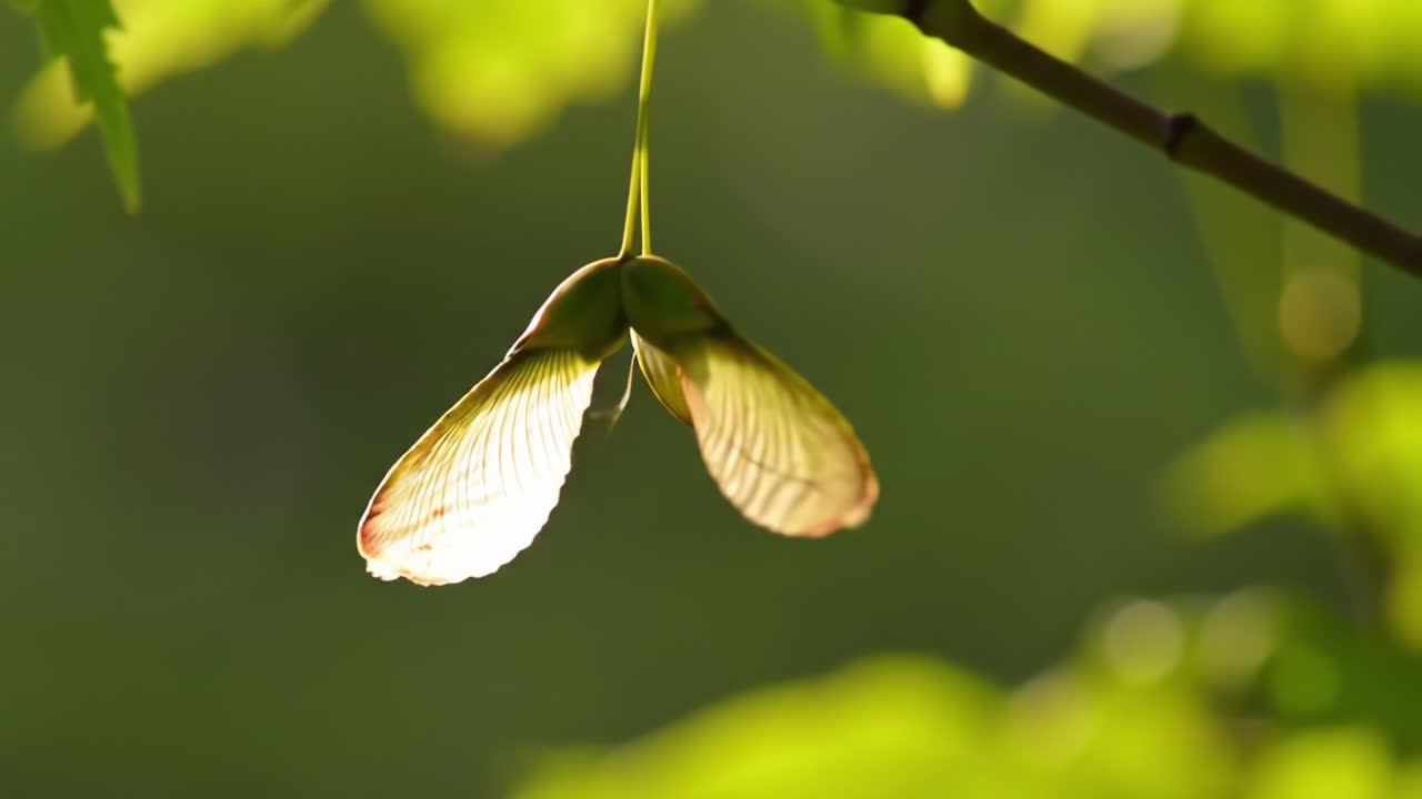 A Glimpse of Nature's Elegance: A Beautiful Winged Insect Hanging from a Leaf Under Soft Sunlight, Capturing the Essence of Botanical Serenity and Grace