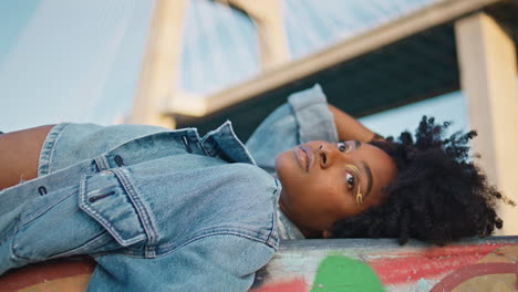 urban fashion portrait of a young woman