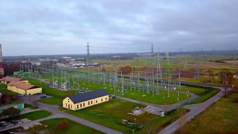 electrical power substation in rural village of europe