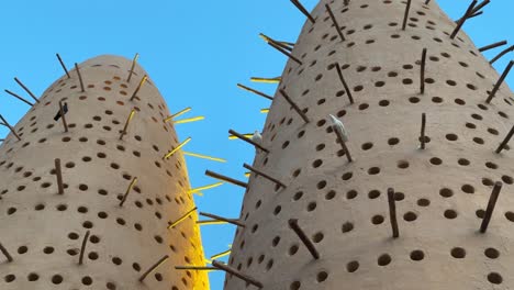 pigeon tower with holes on the wall is a structure designed for birds to live there and make agriculture fertilizer in the old times