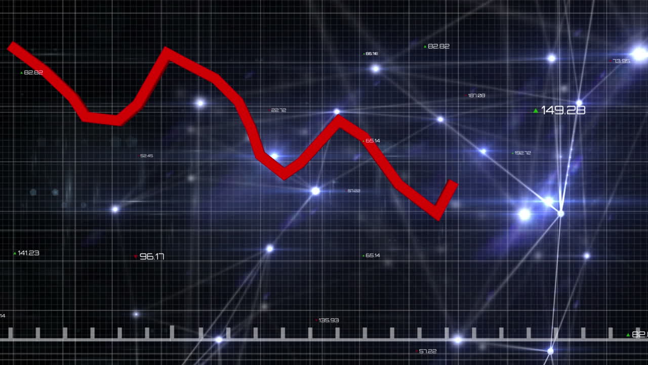 Animation of red line and data processing over grid