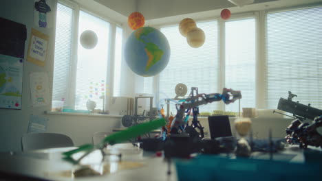 science classroom with educational exhibits