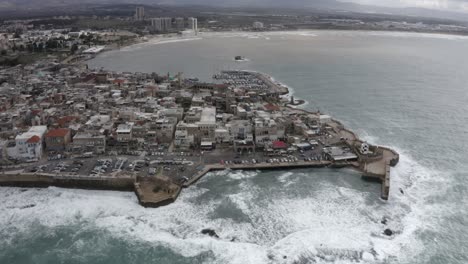 aerial view of acre, israel, coastal city