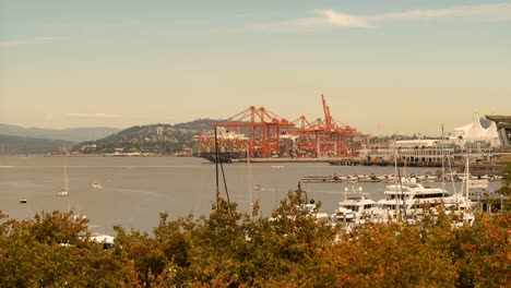 cruise ships leaving the busy vancouver harbor - daytime time lapse