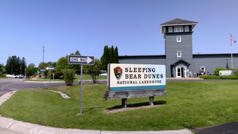 sleeping bear dunes national lakeshore sign at the phillip a