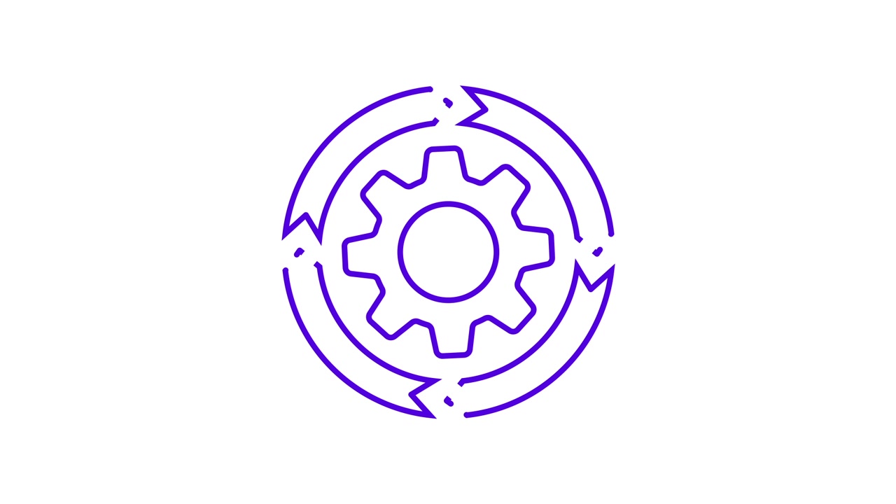 Animated Gear Icon with Rotating Arrows Representing Process Workflow