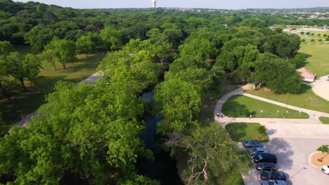 Aerial-footage-of-Bear-Creek-Park-in-Keller-Texas