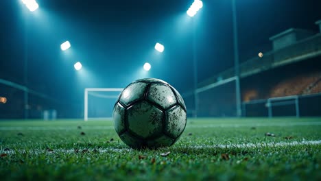 soccer ball on a night soccer field