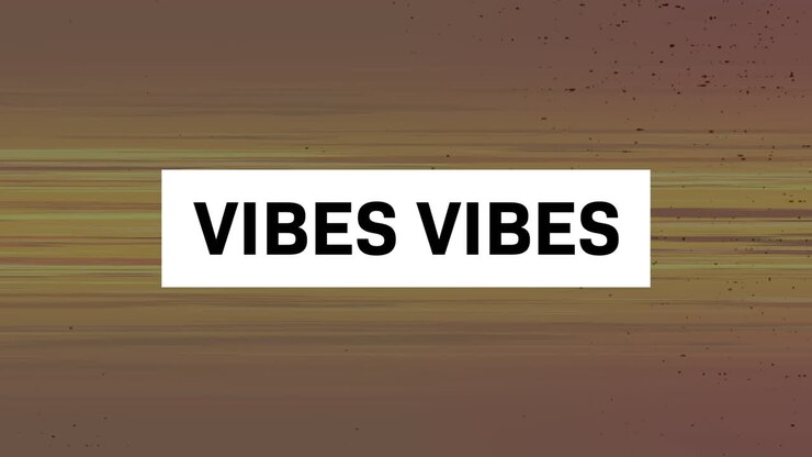 Animazione del testo "vibes" in lettere nere su strisce in movimento