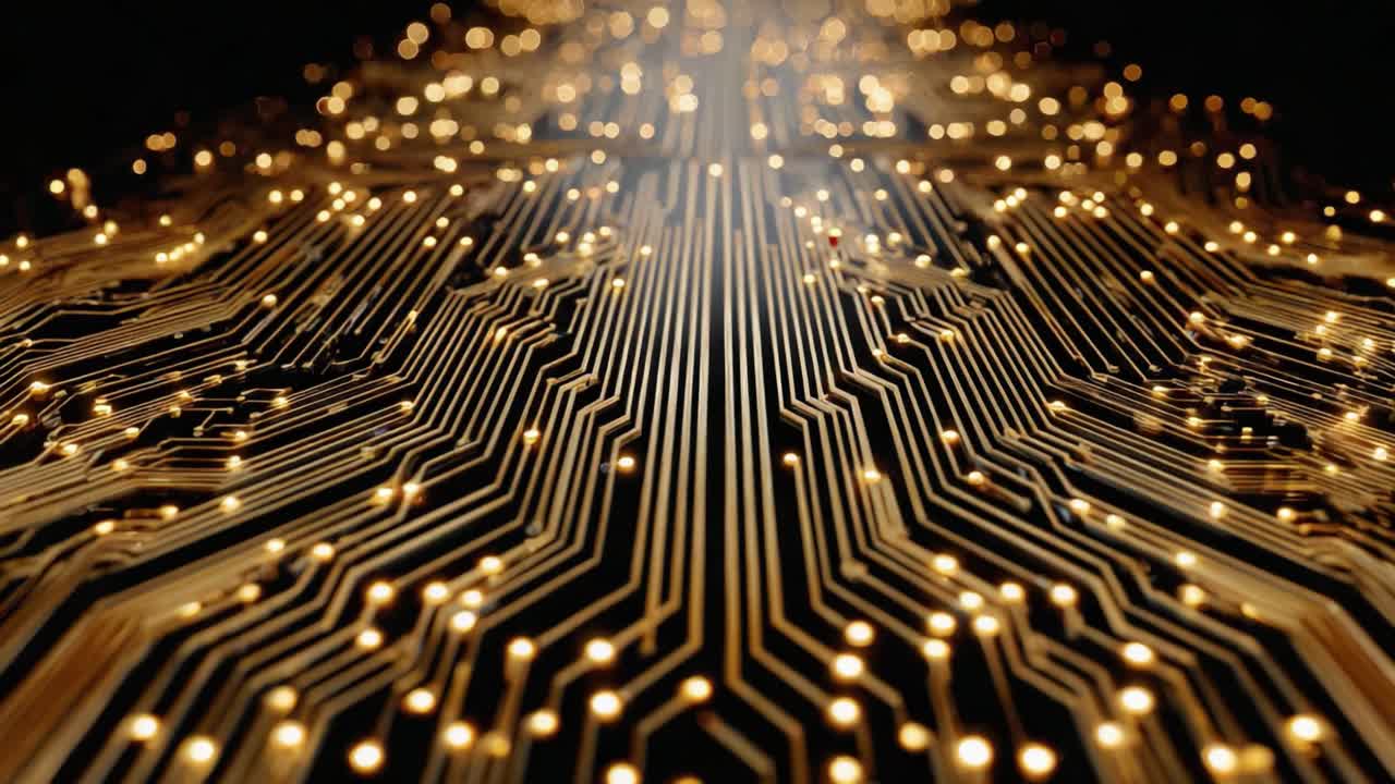 Intricate Visual of a Circuit Board with Illuminated Connections and Lines Revealing the Complexity of Modern Technology