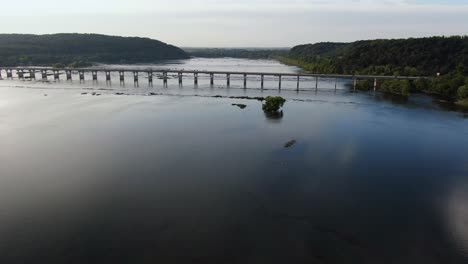 scenic expanse of route 30 bridge crossing susquehanna river between lancaster and wrightsville, pennsylvania