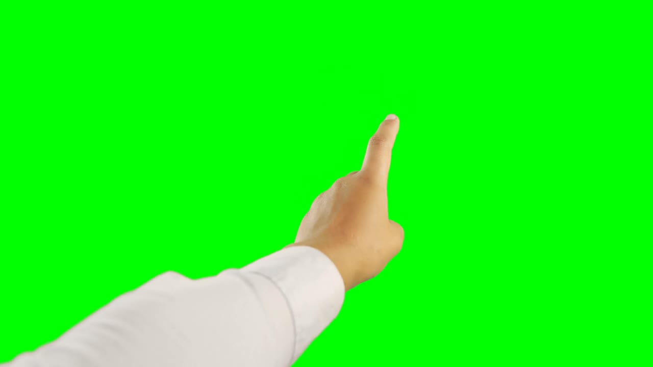 미래의 디지털 화면을 사용하여 손의 클로즈업