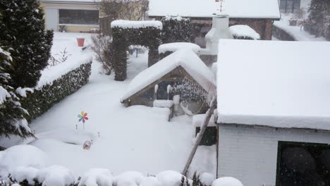 汉堡的一座花园中大雪降落