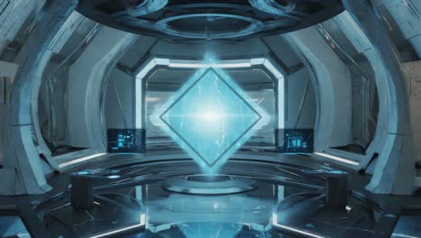 futuristic sci-fi room with diamond energy portal