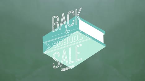 animation of back to school text over book digital icons and blackboard