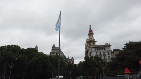 panoramic landscape urban congressional park of buenos aires city argentina flag