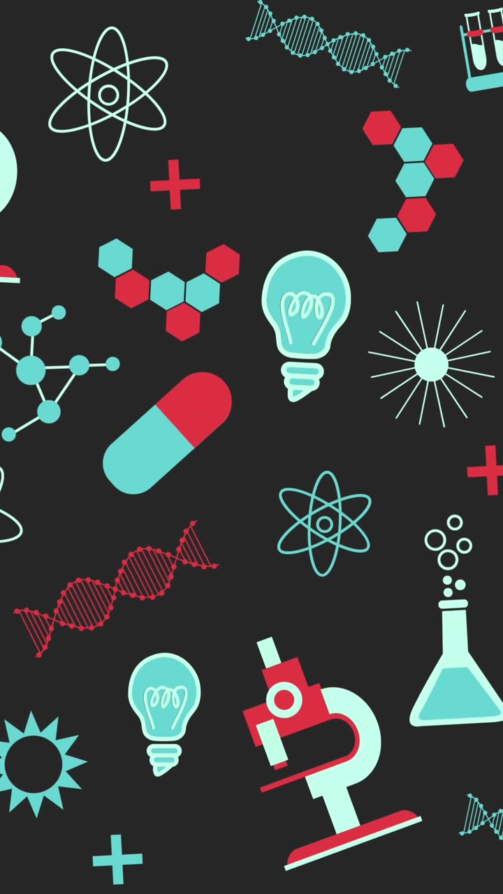 Animation of multiple icons against black background