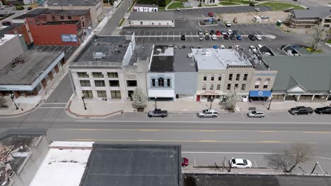 coldwater, michigan downtown with drone video moving left to right