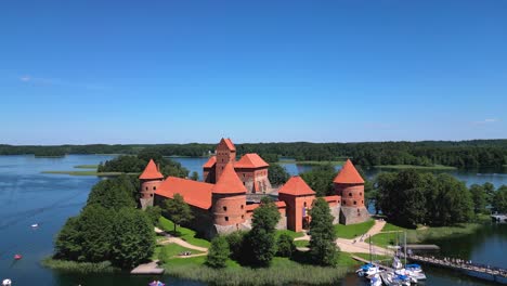 trakai castle 4k cinematic drone shot - trakai - lithuania