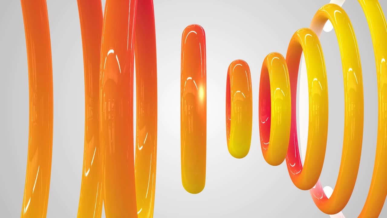 Abstract orange circles liquid glass animation. Seamless loop footage.