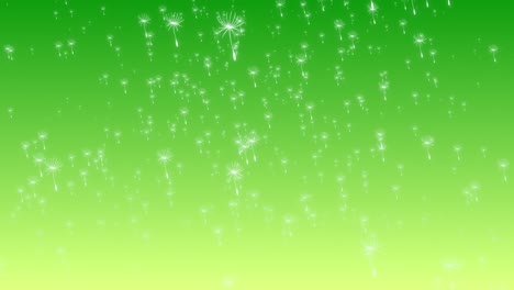 Dandelion-flower-blooms-floating-falling-from-sky-with-soft-gradient-pastel-background-visual-effects-motion-graphics-3D-dynamic-abstract-green-lime