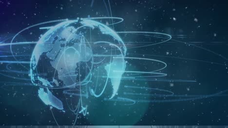 animation of snow and light spots over globe