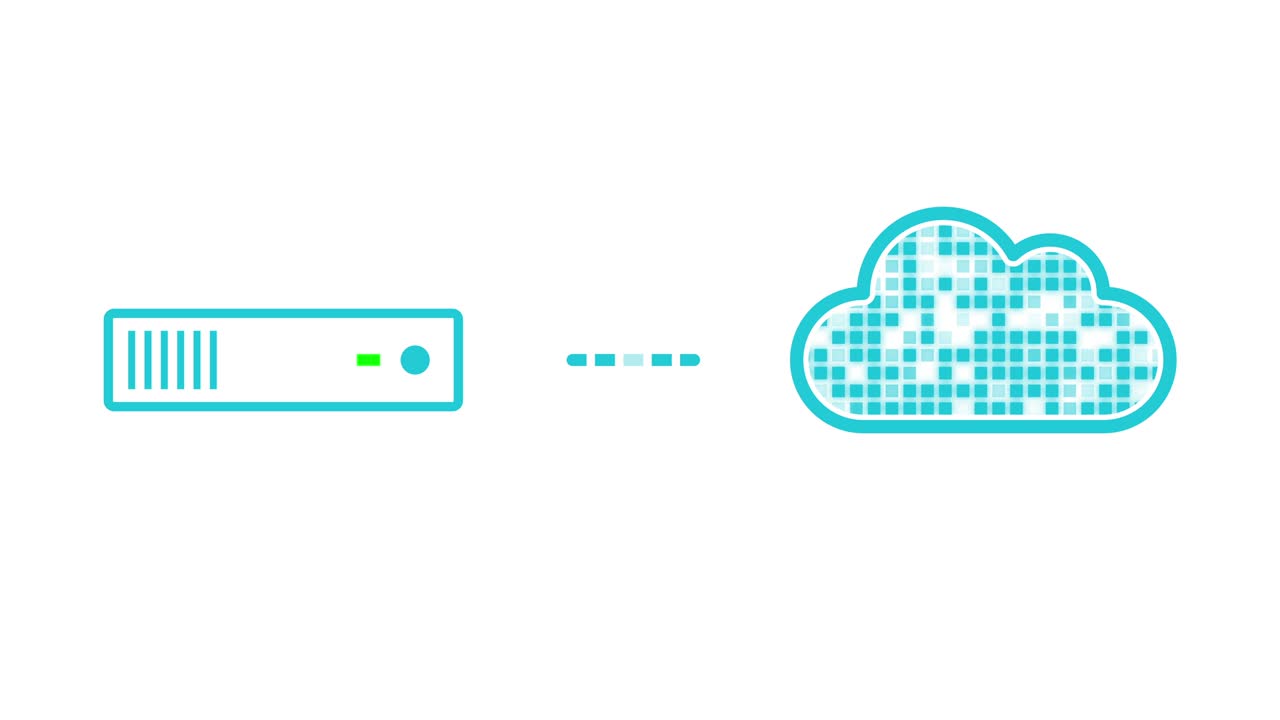 Cloud-server communication concept (seamless loop, light blue on white background)