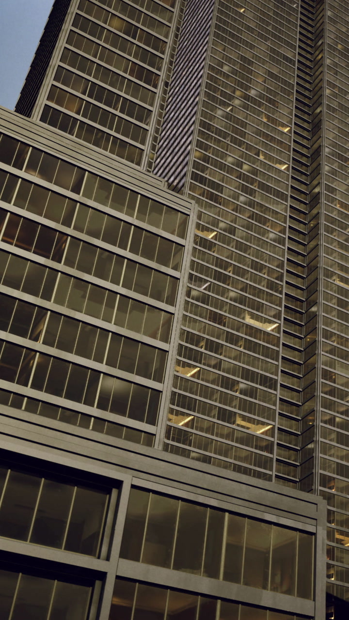 Modern office building features glass windows and sleek design