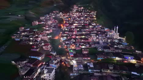 Amazing-drone-view-of-beautiful-countryside-on-the-mountain-slope