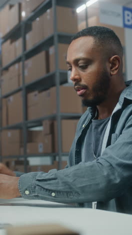 warehouse worker at a computer