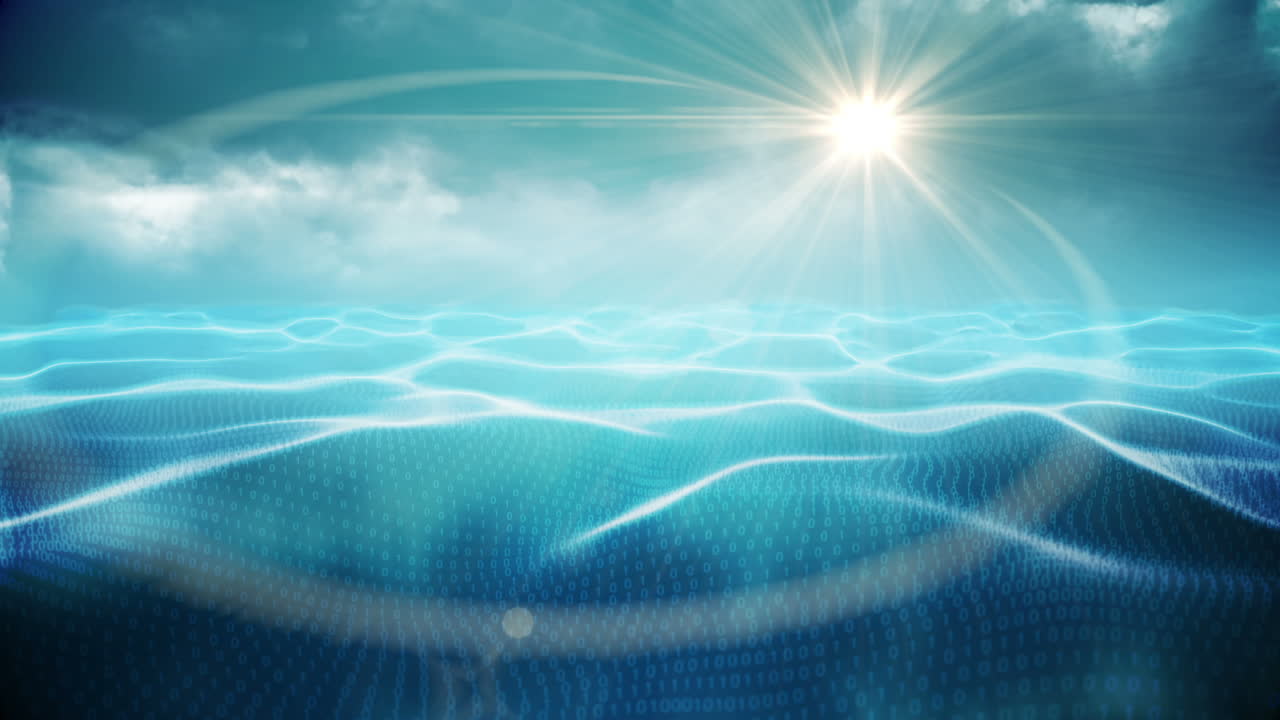 추상적인 블루 테크놀로지: 바이너리 코드의 풍경