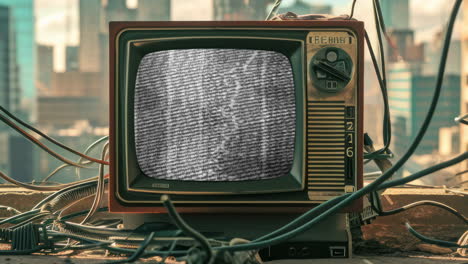 ai retro television sets with overlayed film glitch textures