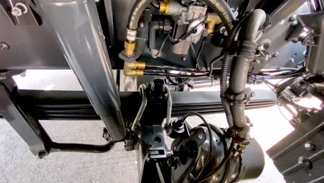 Close-up-shot-of-Suspension-and-break-system-of-Scania