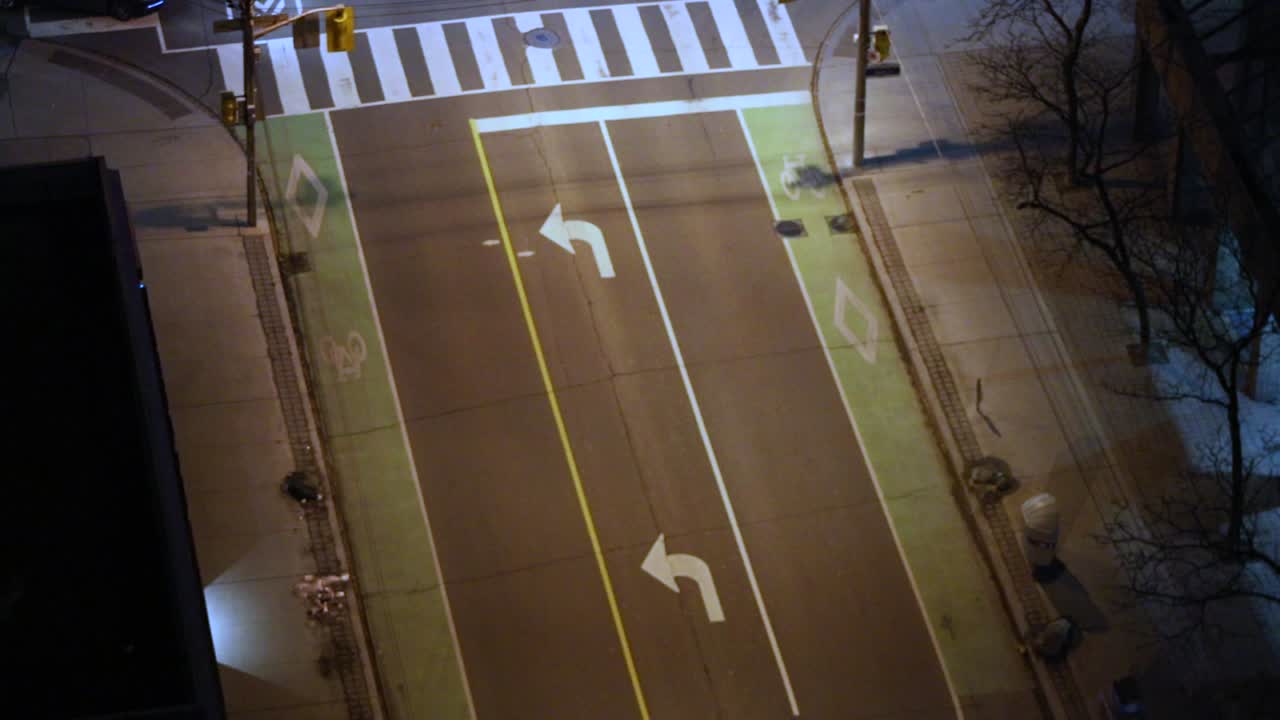 Aerial View Of Cars Driving In Downtown Toronto