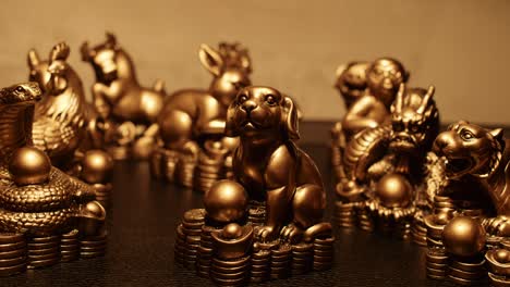 various feng shui figures in halogen light