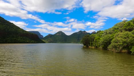 Scenic-Blyde-river-canyon-with-green-forest-mountains,-South-Africa