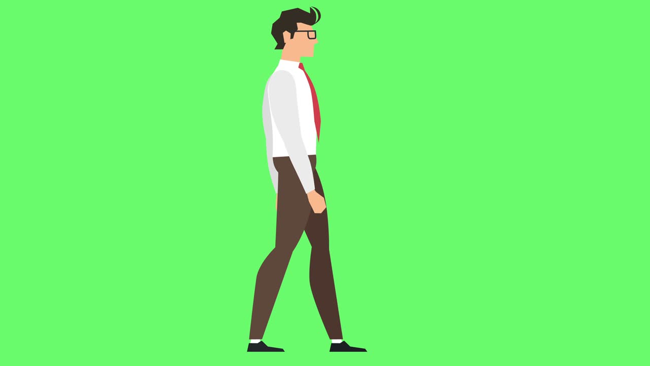 Businessman Character Walking Cycle Loop Cartoon Animation Isolated with Luma Matte