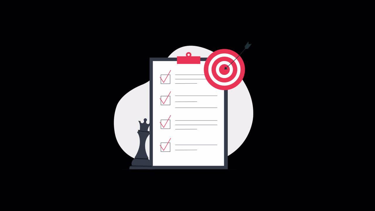 Concetto di Raggiungimento Obiettivi con Checklist e Animazione dell'Obiettivo