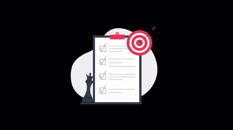 Goal Achievement Concept with Checklist and Target Animation