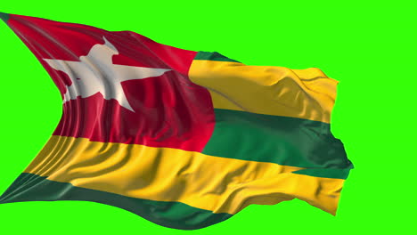 the national flag of togo waving in the wind on a green screen background