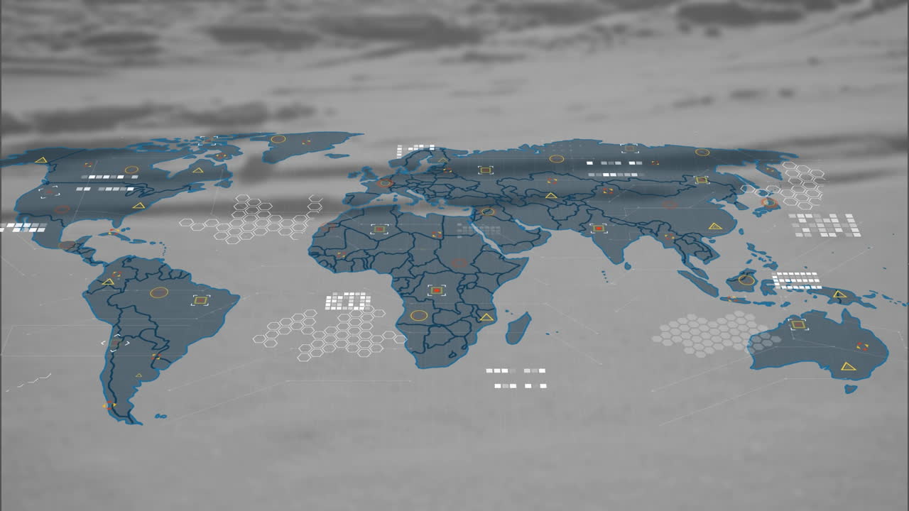 Animation of world map over landscape